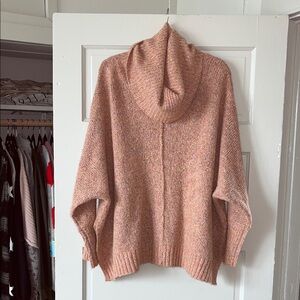 Women's Oversized Cowl Neck Sweater - Peach